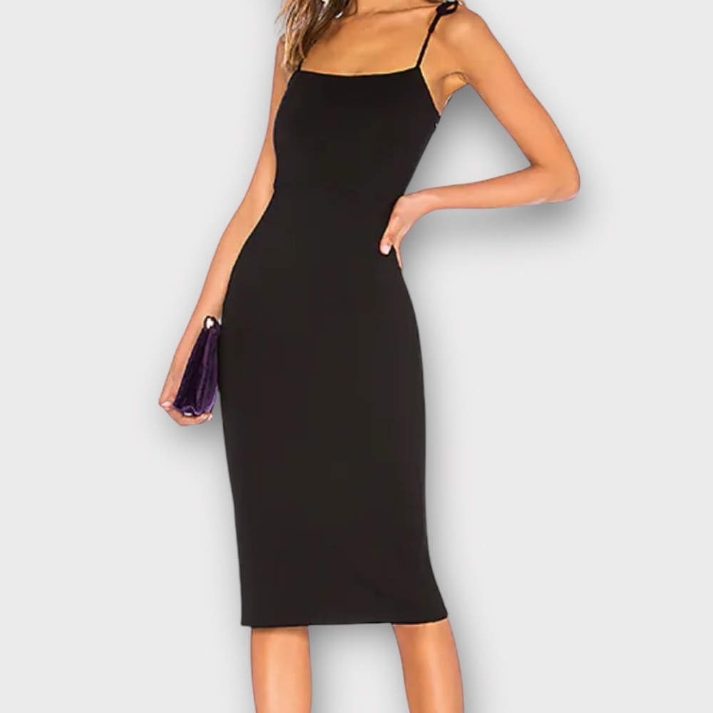 LPA Revolve Women’s Tank Midi Dress Small Tie Straps Feminine Sexy Black